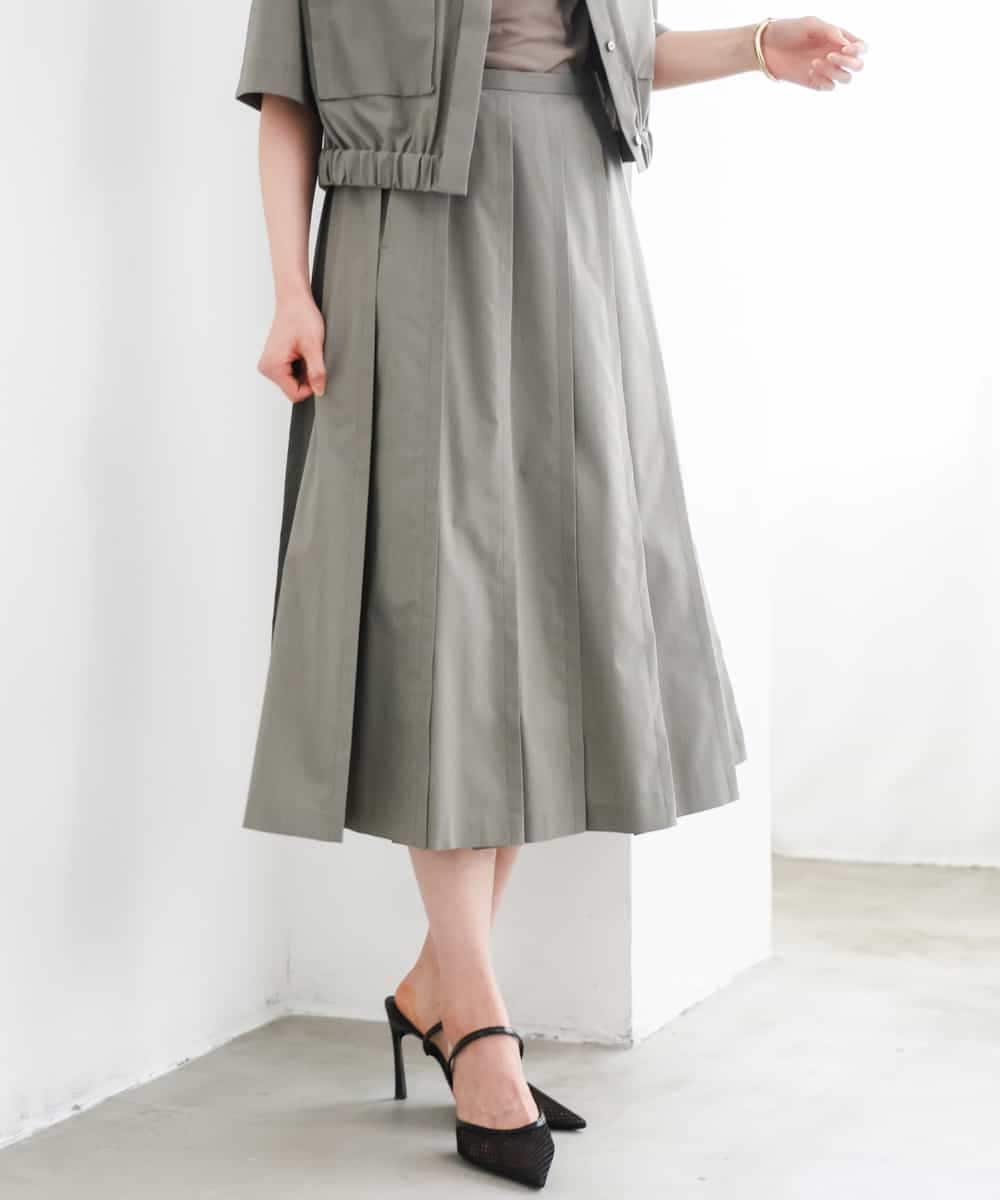 FMHGD12330 MICHEL KLEIN(ミッシェルクラン) [セットアップ対応]プリーツスカート カーキ