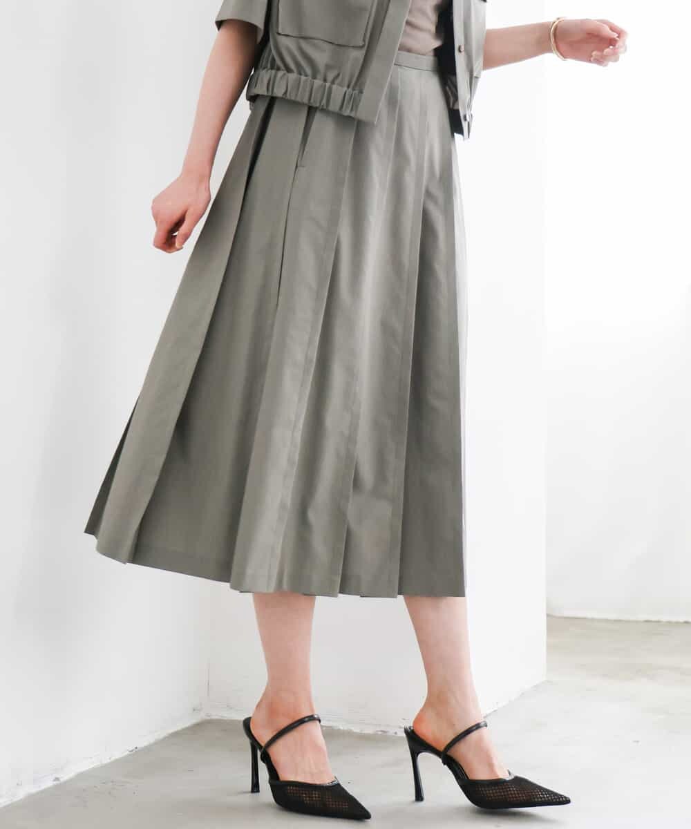 FMHGD12330 MICHEL KLEIN(ミッシェルクラン) [セットアップ対応]プリーツスカート カーキ