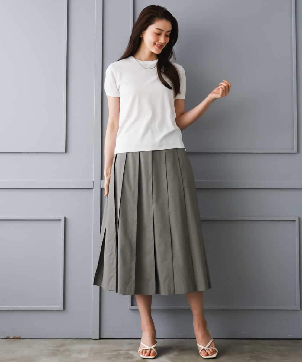 FMHGD12330 MICHEL KLEIN(ミッシェルクラン) [セットアップ対応]プリーツスカート カーキ