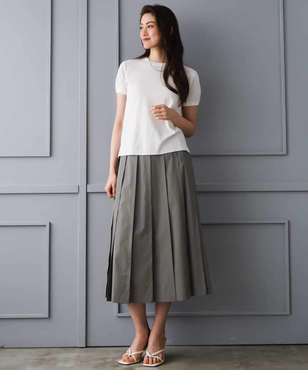 FMHGD12330 MICHEL KLEIN(ミッシェルクラン) [セットアップ対応]プリーツスカート カーキ