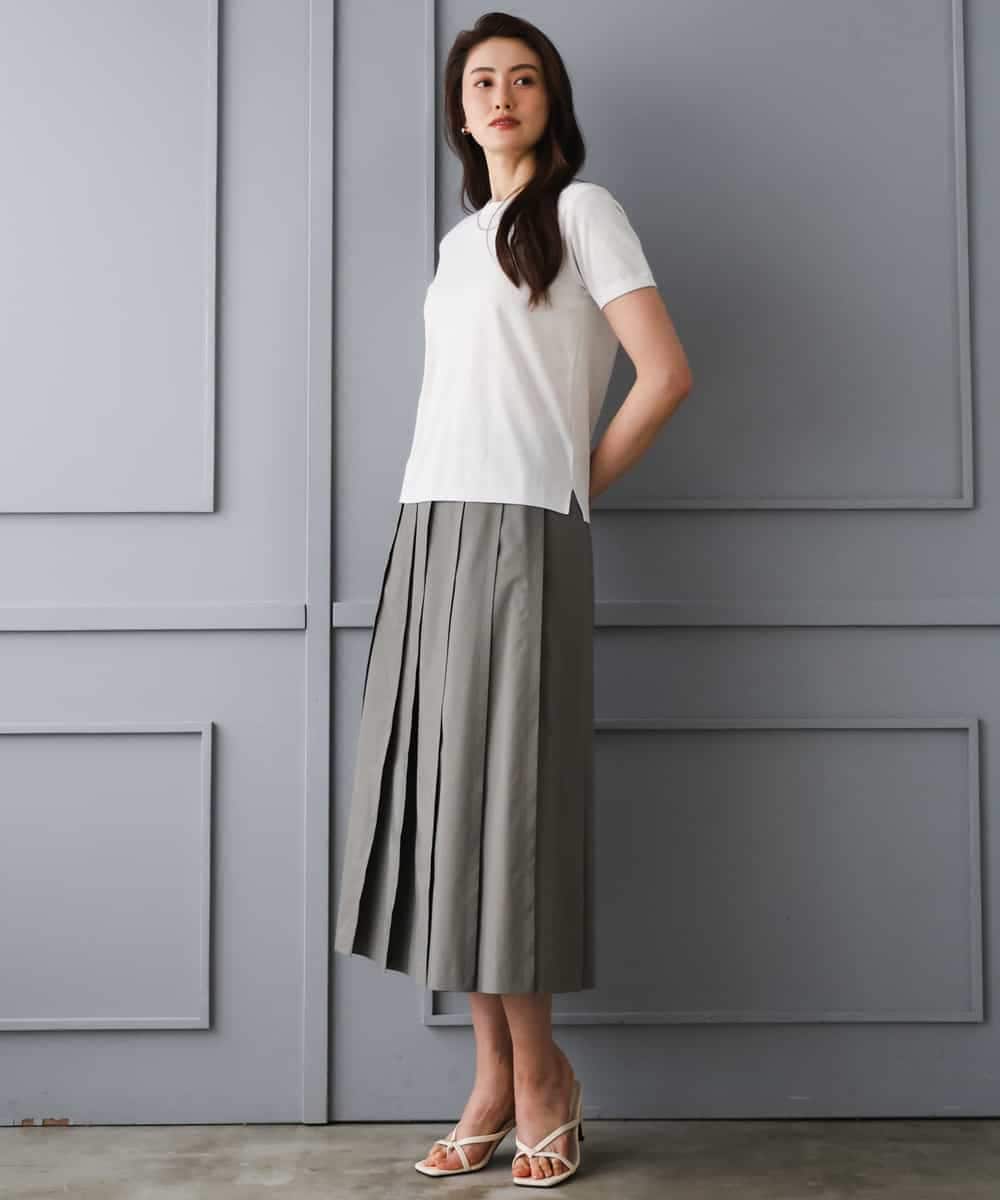 FMHGD12330 MICHEL KLEIN(ミッシェルクラン) [セットアップ対応]プリーツスカート カーキ