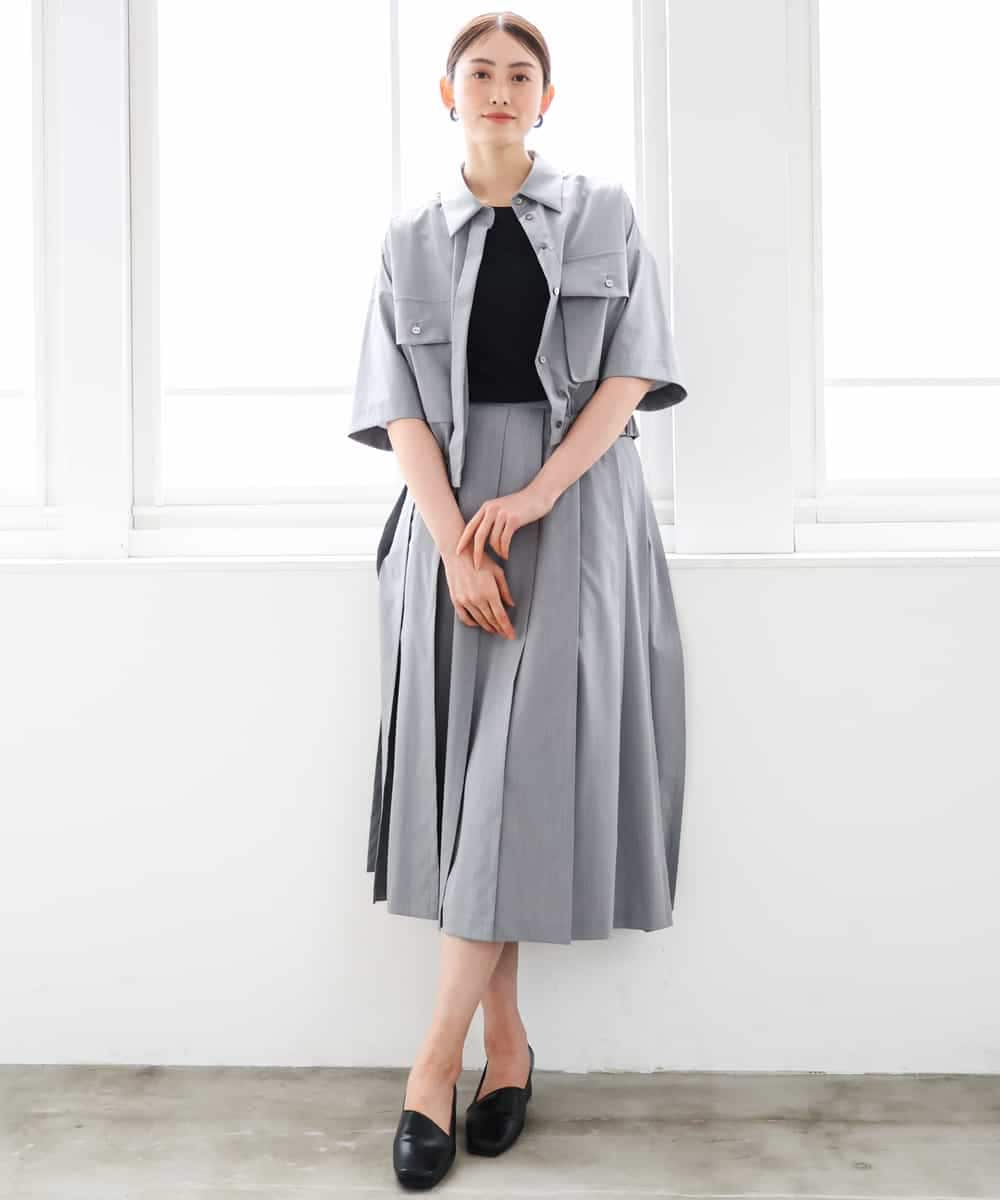 FMHGD12330 MICHEL KLEIN(ミッシェルクラン) [セットアップ対応]プリーツスカート カーキ