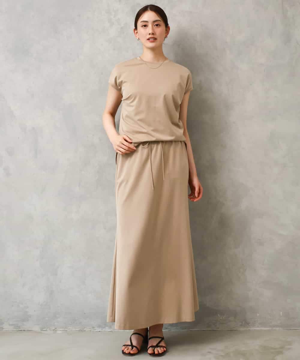FMHGD15290 MICHEL KLEIN(ミッシェルクラン) [セットアップ対応/リラックスボトム]ヴィンテージサテンフレアスカート ベージュ