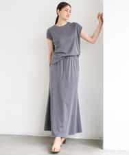 FMHGD15290 MICHEL KLEIN(ミッシェルクラン) [セットアップ対応/リラックスボトム]ヴィンテージサテンフレアスカート ベージュ