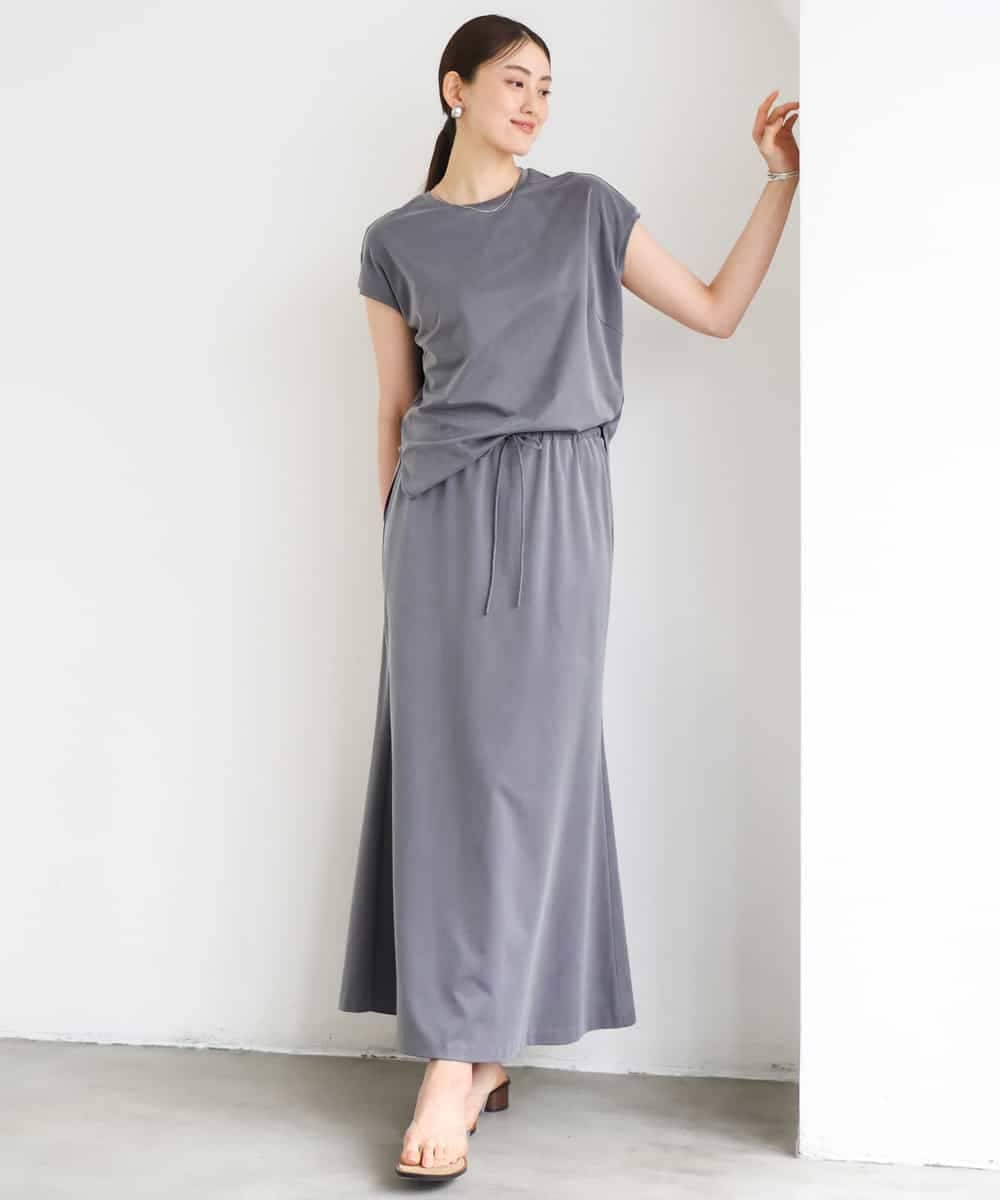 FMHGD15290 MICHEL KLEIN(ミッシェルクラン) [セットアップ対応/リラックスボトム]ヴィンテージサテンフレアスカート ベージュ