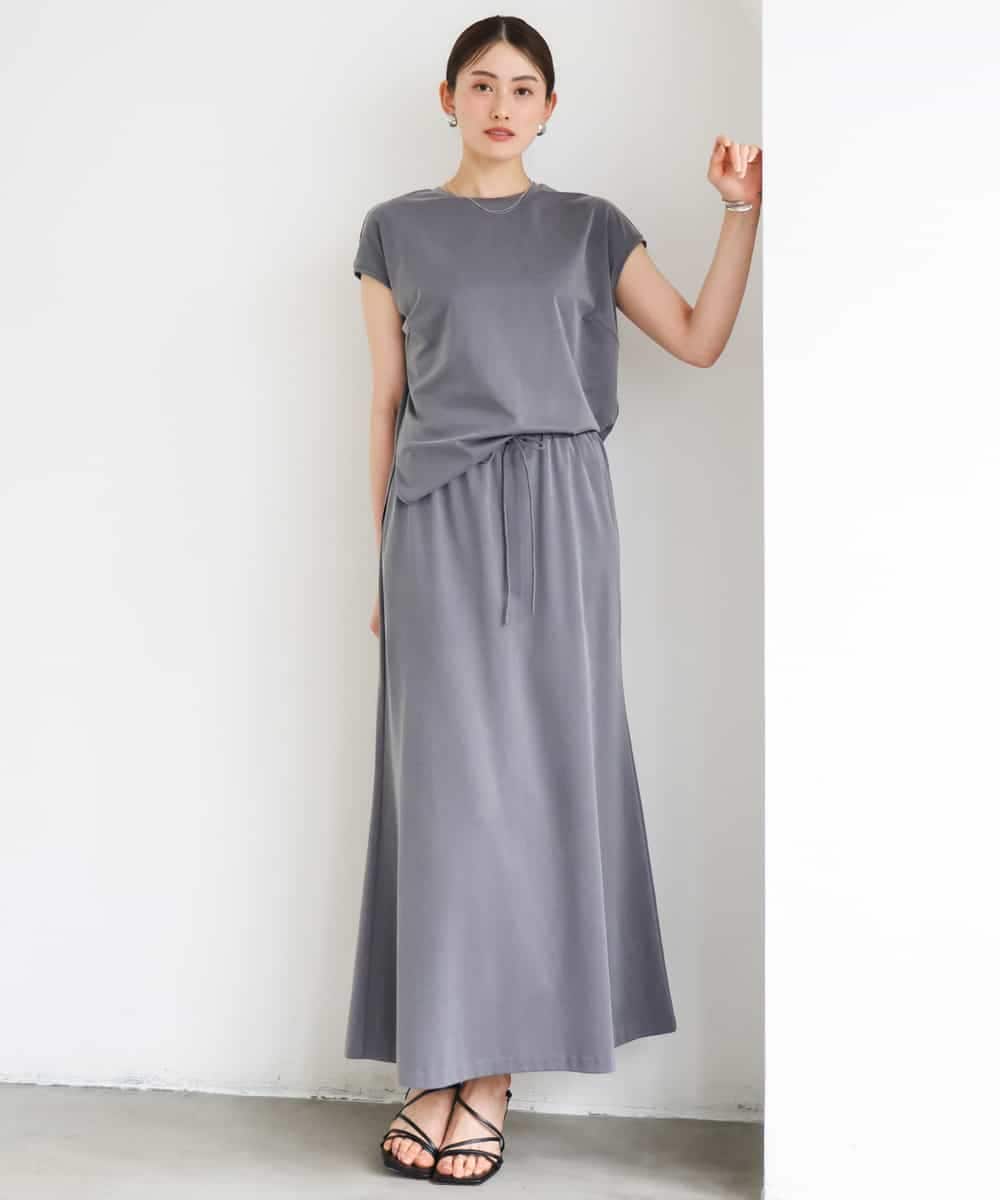 FMHGD15290 MICHEL KLEIN(ミッシェルクラン) [セットアップ対応/リラックスボトム]ヴィンテージサテンフレアスカート ベージュ