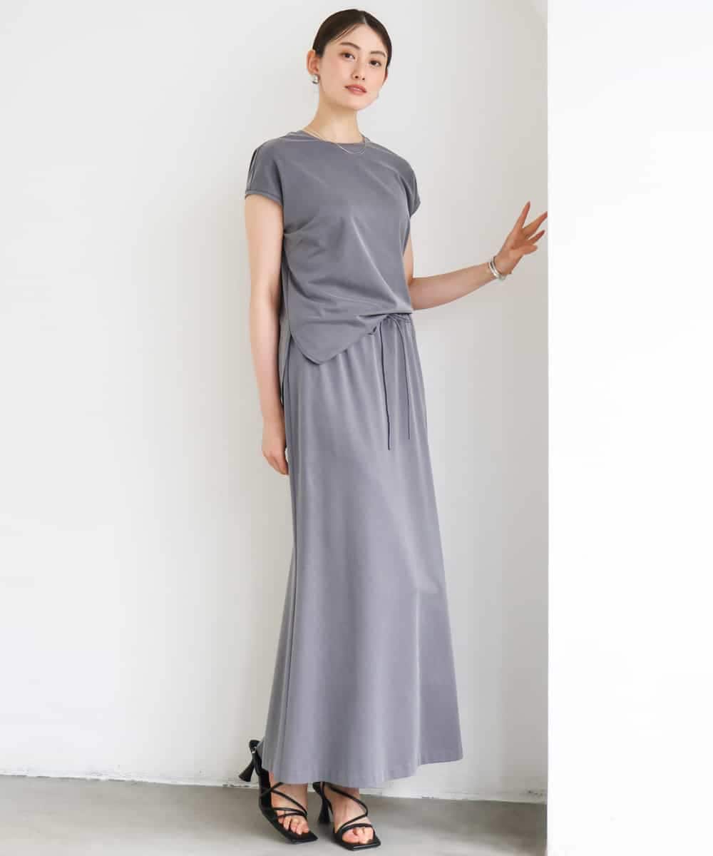 FMHGD15290 MICHEL KLEIN(ミッシェルクラン) [セットアップ対応/リラックスボトム]ヴィンテージサテンフレアスカート ベージュ