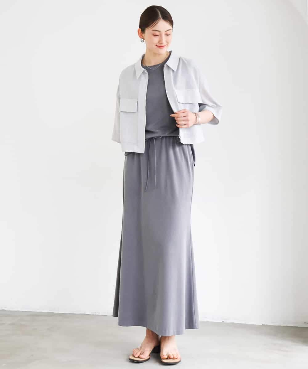 FMHGD15290 MICHEL KLEIN(ミッシェルクラン) [セットアップ対応/リラックスボトム]ヴィンテージサテンフレアスカート ベージュ
