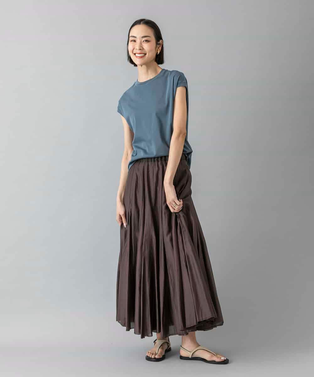FMHGD16320 MICHEL KLEIN(ミッシェルクラン) シアーボリュームスカート ブラウン
