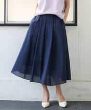 FMHGE10370 MICHEL KLEIN(ミッシェルクラン) [セットアップ対応]ライトワッフルタックフレアスカート ネイビー