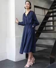 FMHGE10370 MICHEL KLEIN(ミッシェルクラン) [セットアップ対応]ライトワッフルタックフレアスカート ネイビー