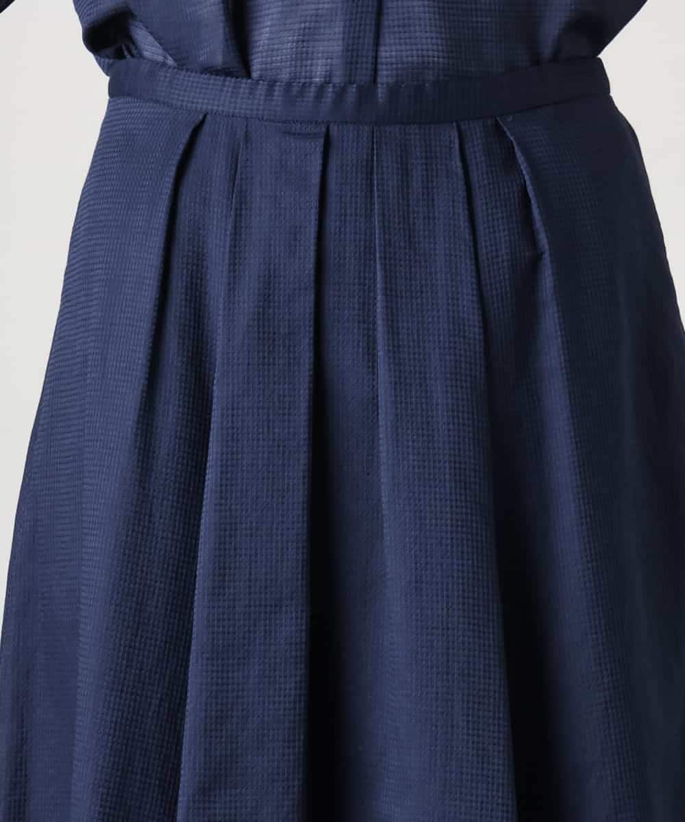 FMHGE10370 MICHEL KLEIN(ミッシェルクラン) [セットアップ対応]ライトワッフルタックフレアスカート ネイビー