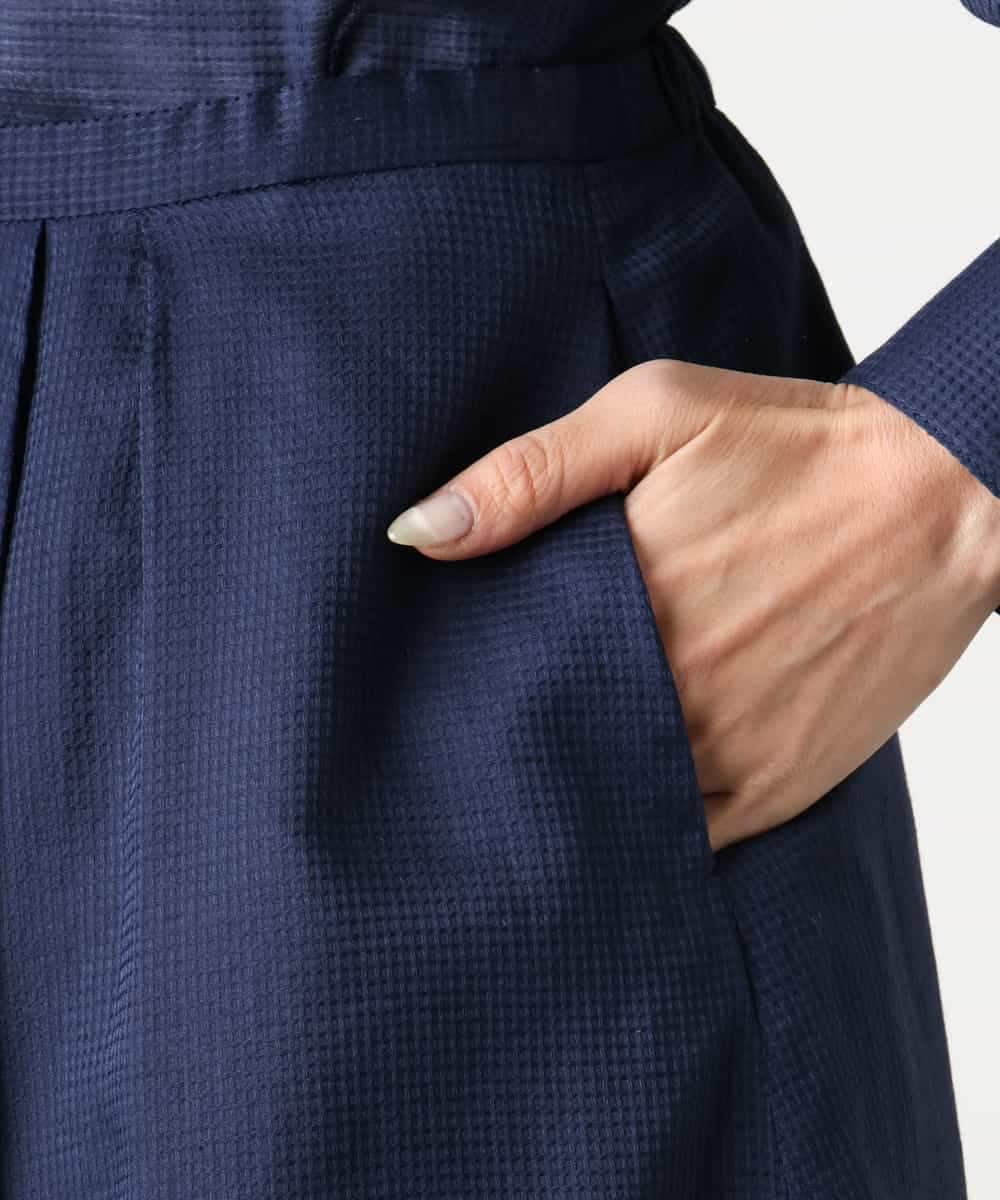 FMHGE10370 MICHEL KLEIN(ミッシェルクラン) [セットアップ対応]ライトワッフルタックフレアスカート ネイビー