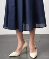 FMHGE10370 MICHEL KLEIN(ミッシェルクラン) [セットアップ対応]ライトワッフルタックフレアスカート ネイビー