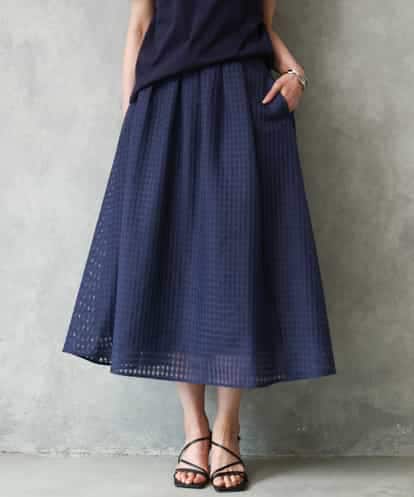 FMHGE13360 MICHEL KLEIN シアーチェックジャガードフレアスカート