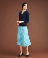 FMHGP58250 MICHEL KLEIN(ミッシェルクラン) ジオメトリックフレアスカート（オリジナルプリント/セットアップ対応） ライトブルー(50)