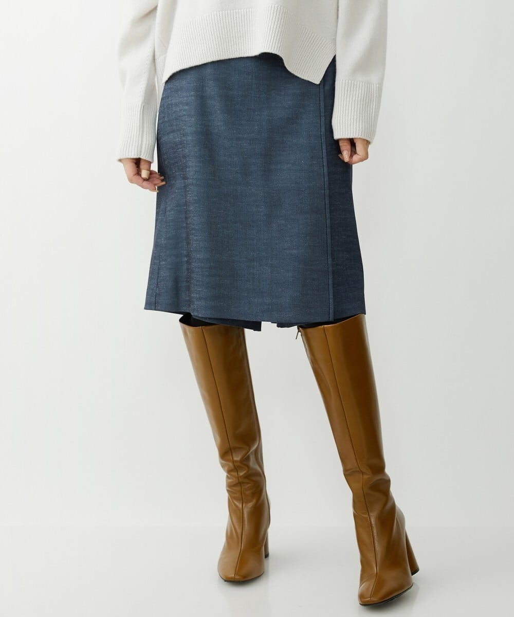 FMHGS35230 MICHEL KLEIN(ミッシェルクラン) デニムライクラップデザインキュロット（セットアップ対応） ネイビー(57)
