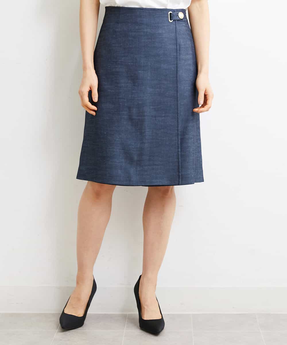 FMHGS35230 MICHEL KLEIN(ミッシェルクラン) デニムライクラップデザインキュロット（セットアップ対応） ネイビー(57)