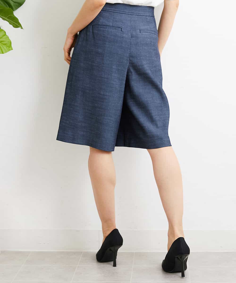 FMHGS35230 MICHEL KLEIN(ミッシェルクラン) デニムライクラップデザインキュロット（セットアップ対応） ネイビー(57)