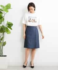 FMHGS35230 MICHEL KLEIN(ミッシェルクラン) デニムライクラップデザインキュロット（セットアップ対応） ネイビー(57)
