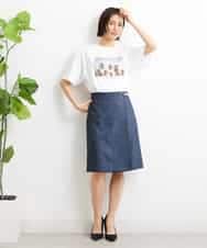 FMHGS35230 MICHEL KLEIN(ミッシェルクラン) デニムライクラップデザインキュロット（セットアップ対応） ネイビー(57)