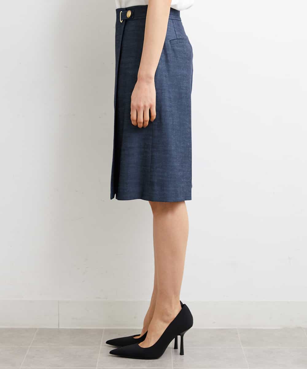 FMHGS35230 MICHEL KLEIN(ミッシェルクラン) デニムライクラップデザインキュロット（セットアップ対応） ネイビー(57)