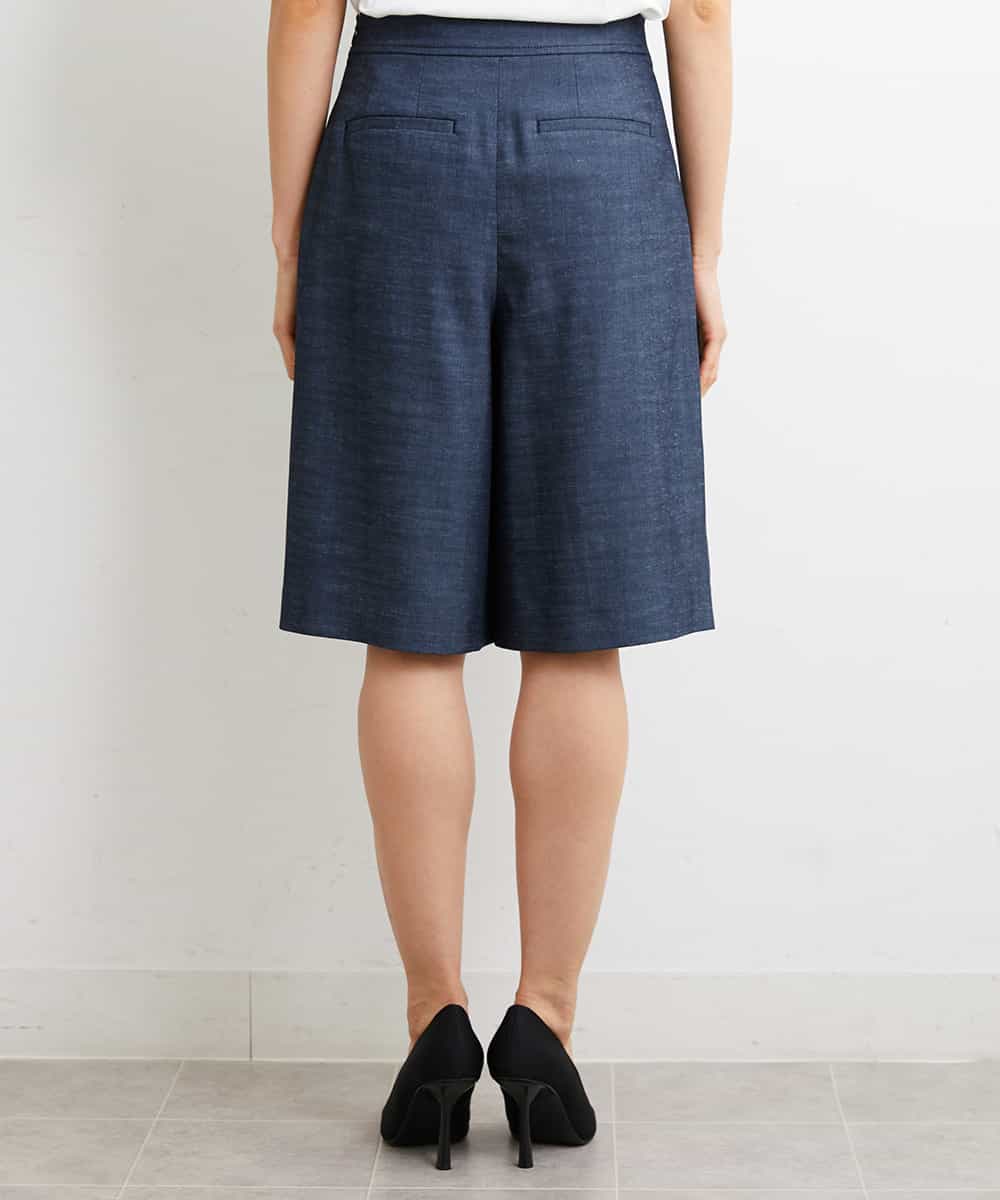 FMHGS35230 MICHEL KLEIN(ミッシェルクラン) デニムライクラップデザインキュロット（セットアップ対応） ネイビー(57)