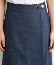 FMHGS35230 MICHEL KLEIN(ミッシェルクラン) デニムライクラップデザインキュロット（セットアップ対応） ネイビー(57)