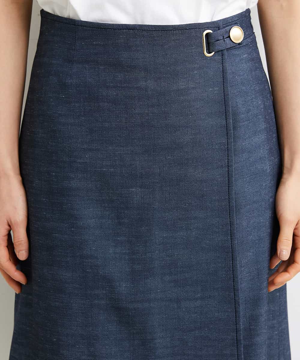 FMHGS35230 MICHEL KLEIN(ミッシェルクラン) デニムライクラップデザインキュロット（セットアップ対応） ネイビー(57)