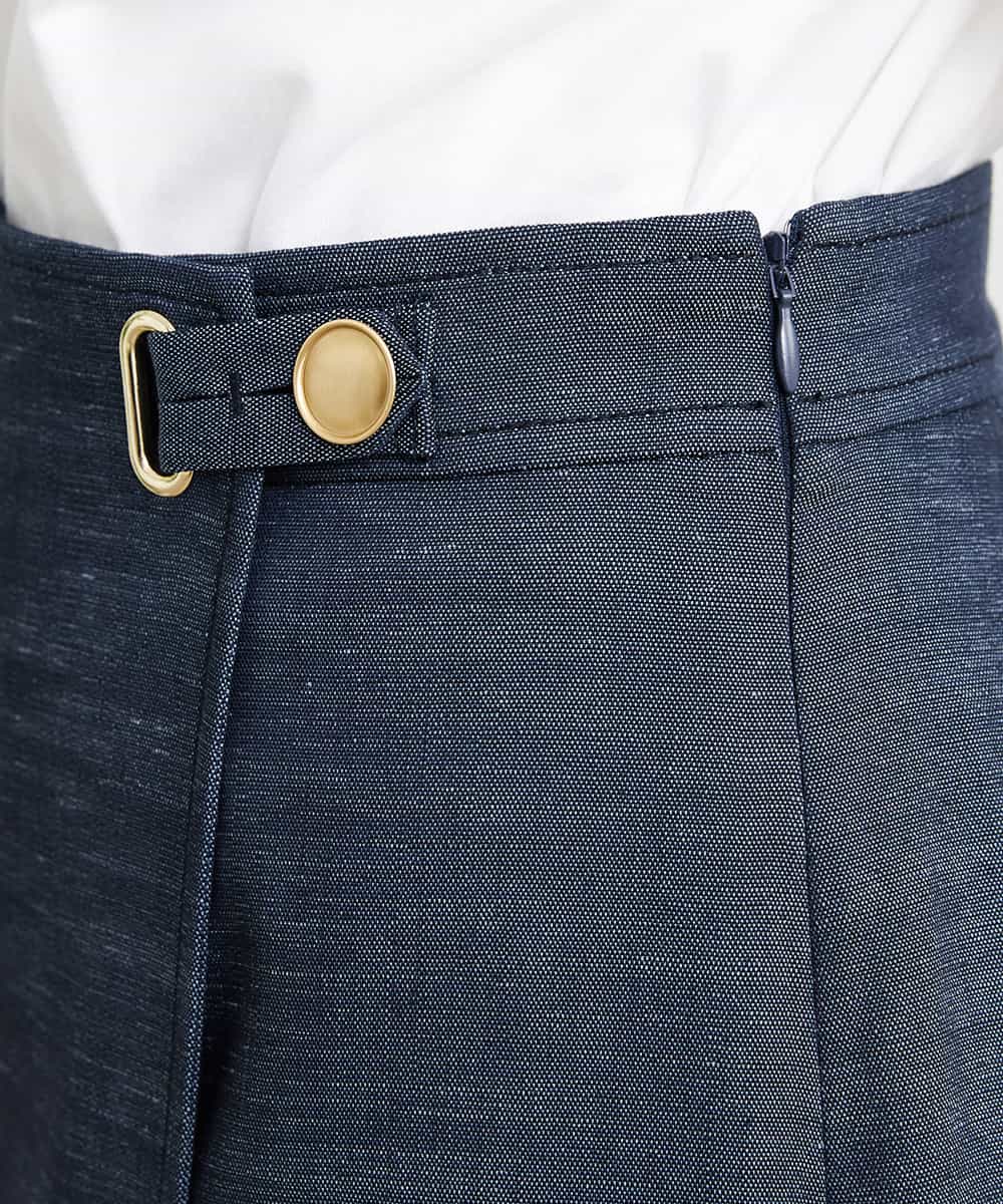 FMHGS35230 MICHEL KLEIN(ミッシェルクラン) デニムライクラップデザインキュロット（セットアップ対応） ネイビー(57)