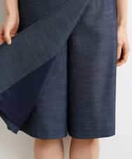 FMHGS35230 MICHEL KLEIN(ミッシェルクラン) デニムライクラップデザインキュロット（セットアップ対応） ネイビー(57)