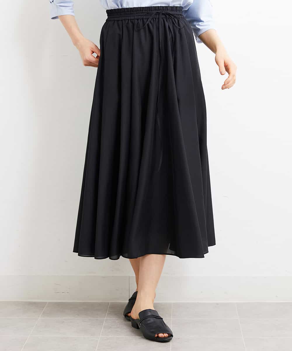 FMHGS38180 MICHEL KLEIN(ミッシェルクラン) [ウエストゴム]スパンボイルフレアスカート ブラック(94)