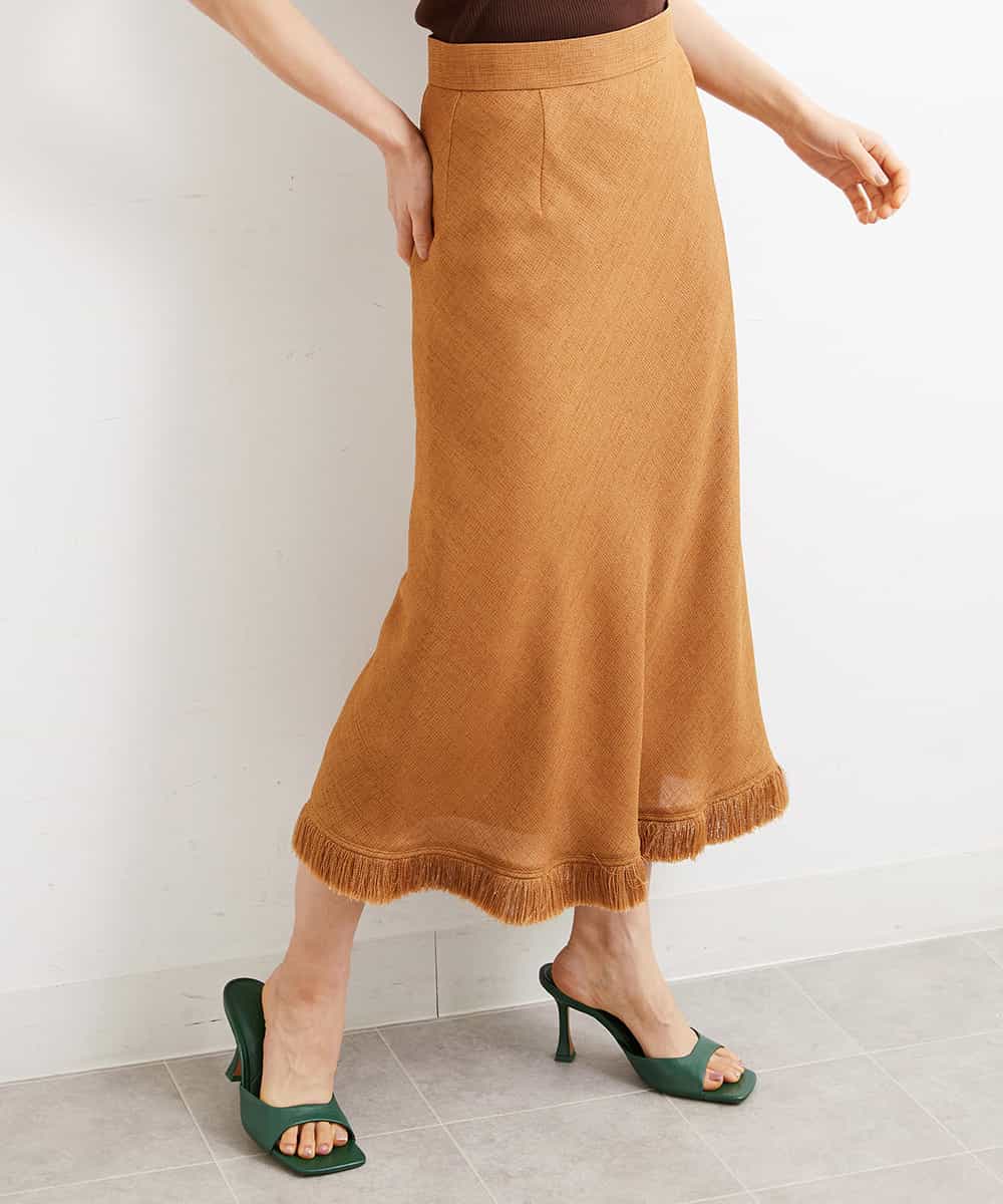 FMHGS41300 MICHEL KLEIN(ミッシェルクラン) フリンジマーメイドスカート ベージュ(83)