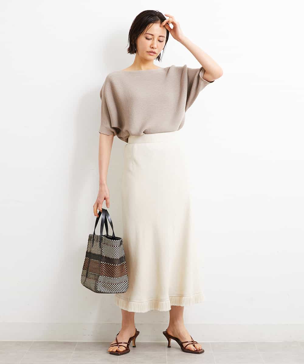 FMHGS41300 MICHEL KLEIN(ミッシェルクラン) フリンジマーメイドスカート ベージュ(83)