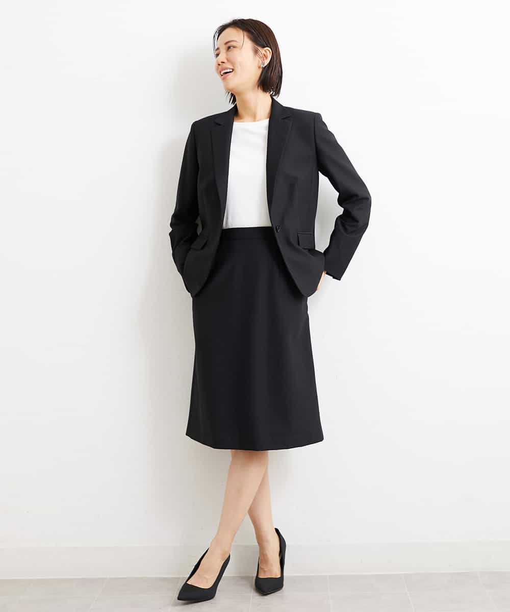 FMHGS42190 MICHEL KLEIN(ミッシェルクラン) [PLUS JACKET]バランサーキュラー(R)セミフレアスカート（セットアップ対応） ブラック(94)