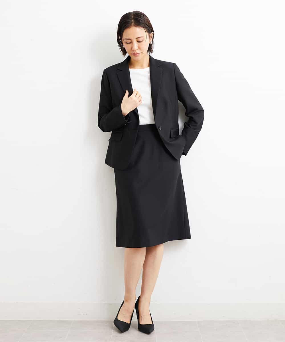 FMHGS42190 MICHEL KLEIN(ミッシェルクラン) [PLUS JACKET]バランサーキュラー(R)セミフレアスカート（セットアップ対応） ブラック(94)