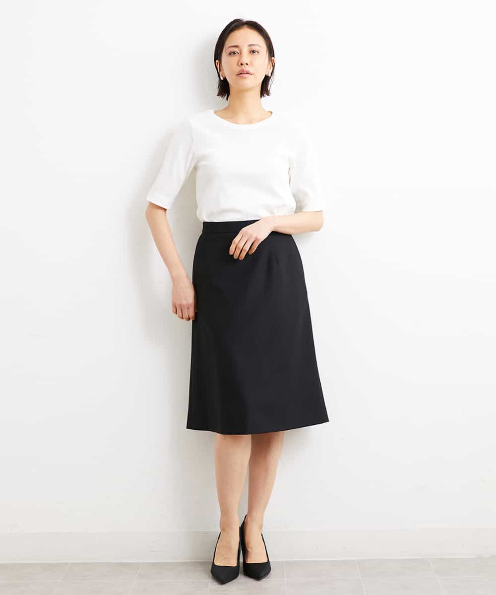 FMHGS42190 MICHEL KLEIN(ミッシェルクラン) [PLUS JACKET]バランサーキュラー(R)セミフレアスカート（セットアップ対応） ブラック(94)