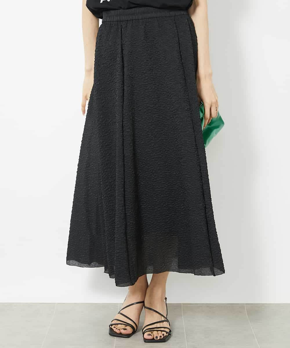 FMHGV29250 MICHEL KLEIN(ミッシェルクラン) シアーオーガンジーエンボスフレアスカート ブラック(94)