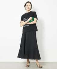FMHGV29250 MICHEL KLEIN(ミッシェルクラン) シアーオーガンジーエンボスフレアスカート ブラック(94)