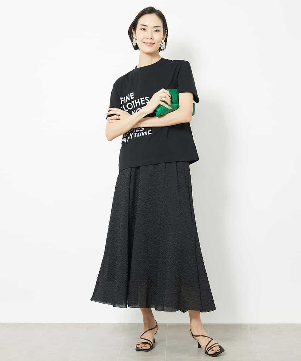 FMHGV29250 MICHEL KLEIN(ミッシェルクラン) シアーオーガンジーエンボスフレアスカート ブラック(94)