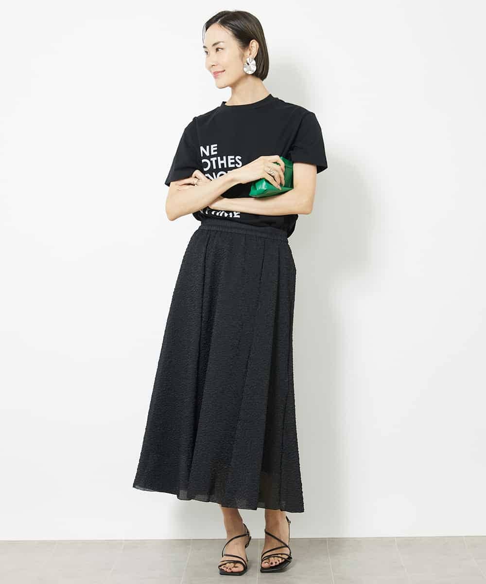 FMHGV29250 MICHEL KLEIN(ミッシェルクラン) シアーオーガンジーエンボスフレアスカート ブラック(94)