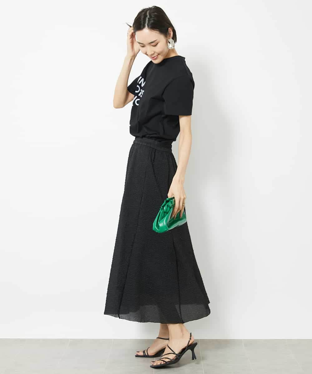 FMHGV29250 MICHEL KLEIN(ミッシェルクラン) シアーオーガンジーエンボスフレアスカート ブラック(94)