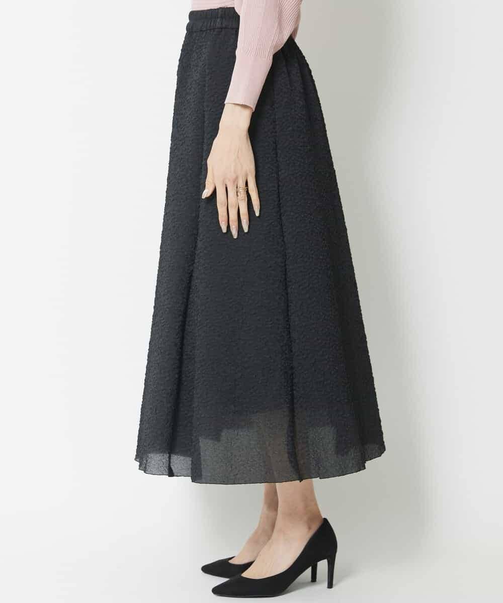 FMHGV29250 MICHEL KLEIN(ミッシェルクラン) シアーオーガンジーエンボスフレアスカート ブラック(94)