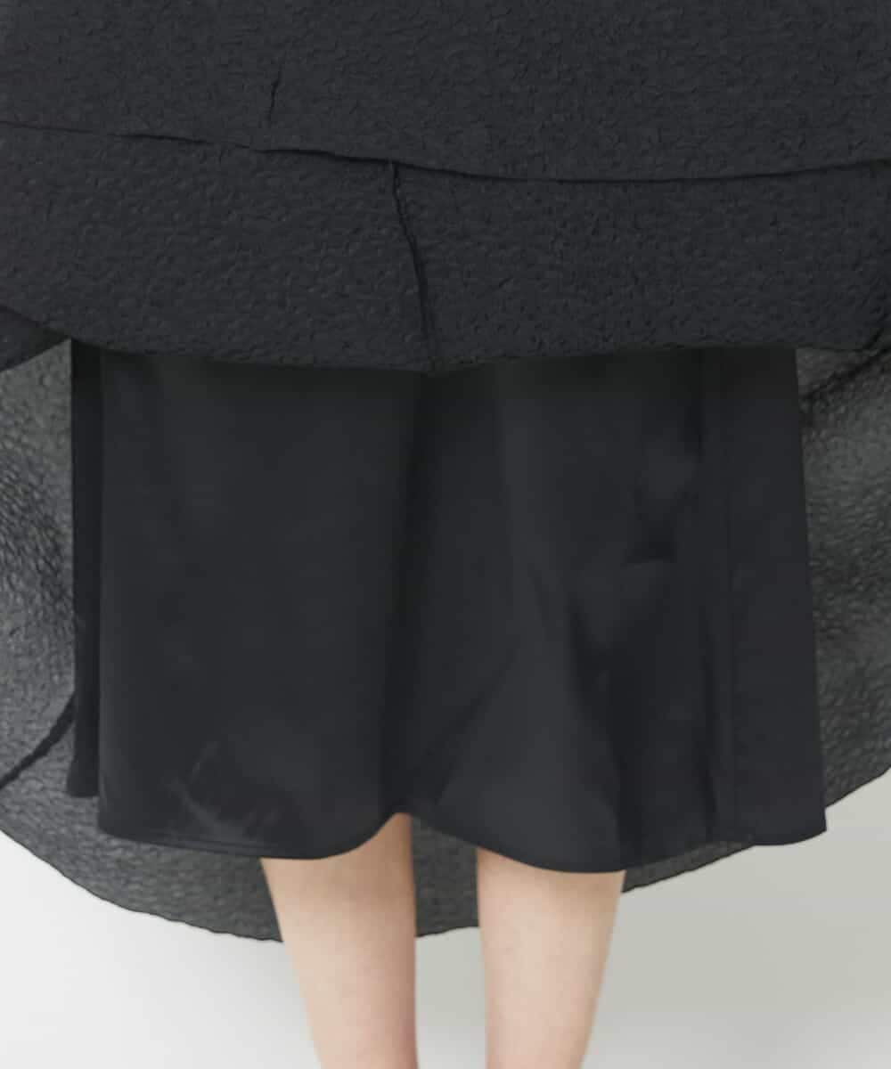 FMHGV29250 MICHEL KLEIN(ミッシェルクラン) シアーオーガンジーエンボスフレアスカート ブラック(94)