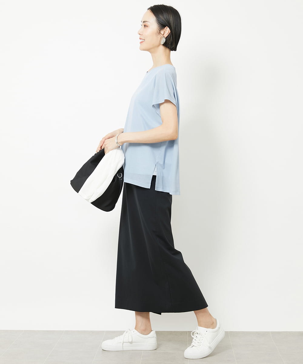 FMHGV32190 MICHEL KLEIN(ミッシェルクラン) ストレッチポンチストレートスカート グリーン(30)