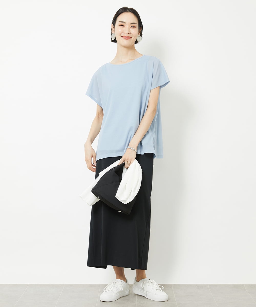 FMHGV32190 MICHEL KLEIN(ミッシェルクラン) ストレッチポンチストレートスカート グリーン(30)