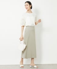 FMHGV32190 MICHEL KLEIN(ミッシェルクラン) ストレッチポンチストレートスカート グリーン(30)