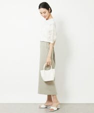 FMHGV32190 MICHEL KLEIN(ミッシェルクラン) ストレッチポンチストレートスカート グリーン(30)