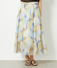 FMHGV36330 MICHEL KLEIN(ミッシェルクラン) モザイクプリントフレアスカート イエロー(25)