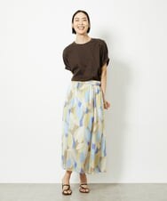 FMHGV36330 MICHEL KLEIN(ミッシェルクラン) モザイクプリントフレアスカート イエロー(25)